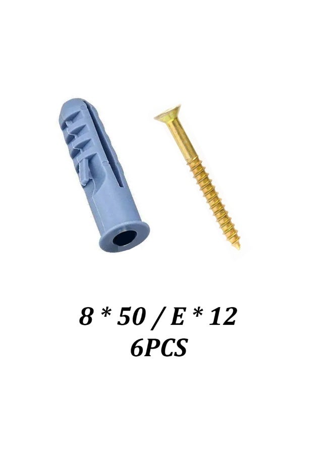 Expansion Pipe with Chipboard Screws 8x50 – 6 Sets Plastic Anchor Wall Plugs for Drywall, Concrete, and Brick – Heavy Duty Expansion Screw Kit for Secure Wall Mounting and Home Improvement - Image 3