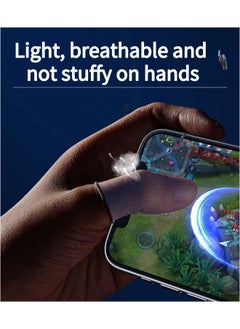 FlyDigi 4 Pcs Cloth Mobile Gaming Finger Gloves Extremely Thin Material  Zero-Contact Silver Fiber Breathable Touch Screen Gaming Finger Gloves with Storage Box  White  - Image 5