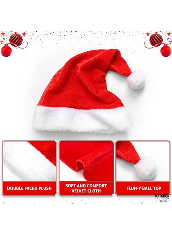 Festive Gallery Christmas Hats Plush Santa Hat Unisex Velvet Red Xmas Claus Hat for Christmas New Year Holiday Party Favors Fit for Adults 10pcs 45cm Height  And 30cm Length - Image 5