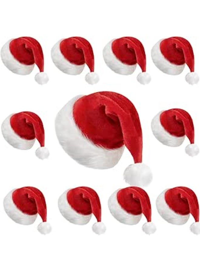Festive Gallery Christmas Hats Plush Santa Hat Unisex Velvet Red Xmas Claus Hat for Christmas New Year Holiday Party Favors Fit for Adults 10pcs 45cm Height  And 30cm Length - Image 1