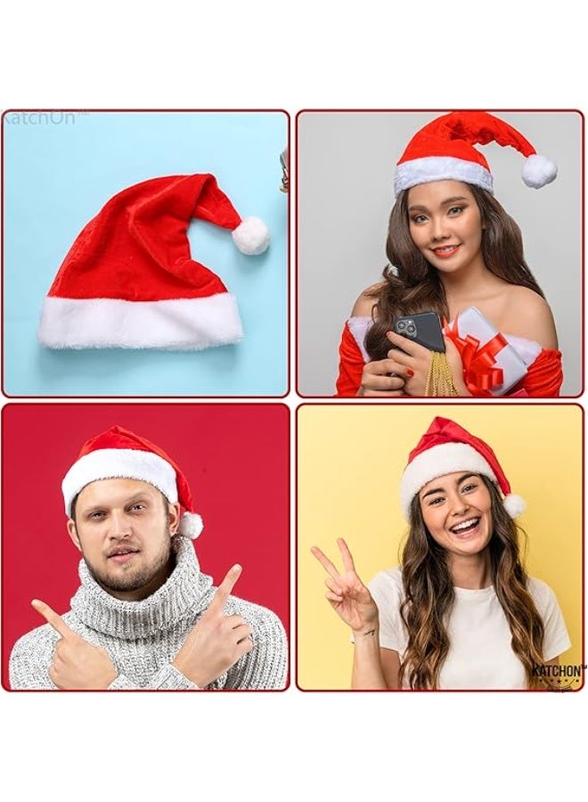Festive Gallery Christmas Hats Plush Santa Hat Unisex Velvet Red Xmas Claus Hat for Christmas New Year Holiday Party Favors Fit for Adults 10pcs 45cm Height  And 30cm Length - Image 3