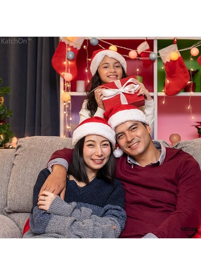Festive Gallery Christmas Hats Plush Santa Hat Unisex Velvet Red Xmas Claus Hat for Christmas New Year Holiday Party Favors Fit for Adults 10pcs 45cm Height  And 30cm Length - Image 4