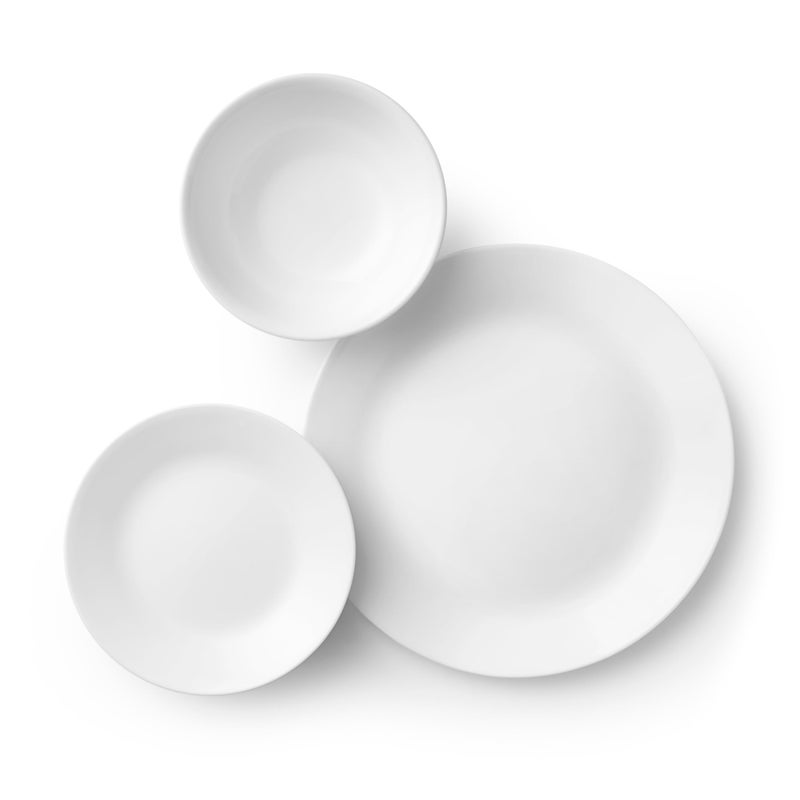 Corelle Vitrelle 18-Piece Service for 6 Dinnerware Set Triple Layer Glass and Chip Resistant, Lightweight Round Plates and Bowls Set, Winter Frost White - Image 2