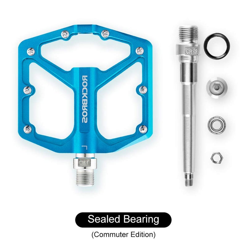 ROCKBROS Mountain Bike Pedals MTB Pedals Bicycle Flat Pedals Aluminum 9/16" Sealed Bearing Lightweight Platform for Road Mountain BMX MTB Bike - Image 3