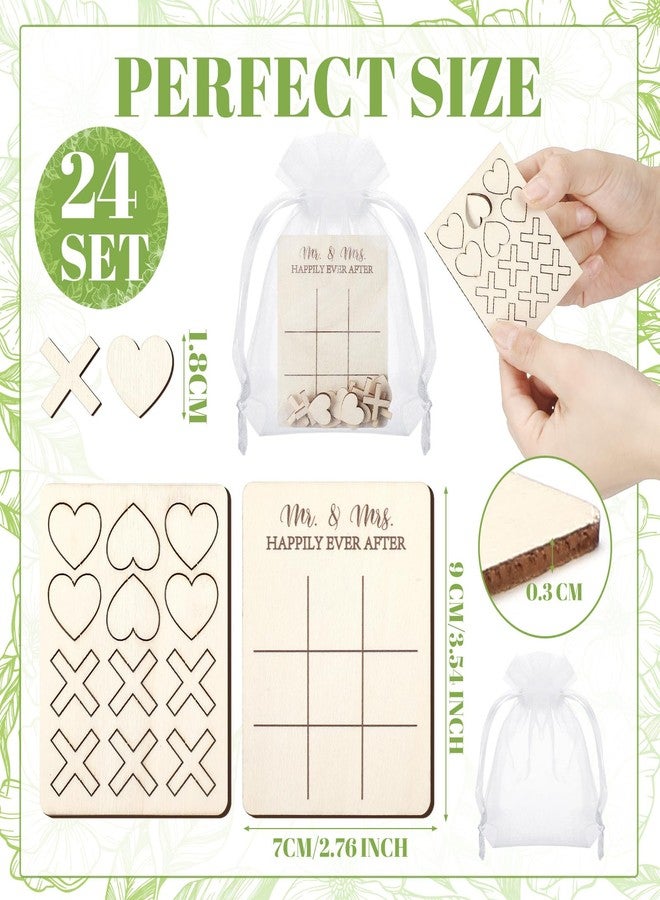 Quzzil 24 Set Wedding Favors Wedding Gifts for Guest Tic Tac Toe Wooden Mini Board Games 3.54 x 2.76 Inches Mr and Mrs Happily Ever After for Guest Bridal Shower Wedding Party Favors - Image 2