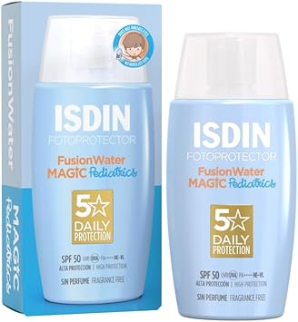ISDIN Pediatrics Fusion Water SPF 50 50ml Facial sun cream for kids Ultralight texture Does not sting eyes Suitable for all skin types