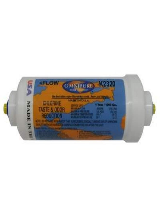 Omnipure (K2320-JJ) 6"x2" Inline K-Series 1 Micron Carbon Block 1/4" Quick Connect