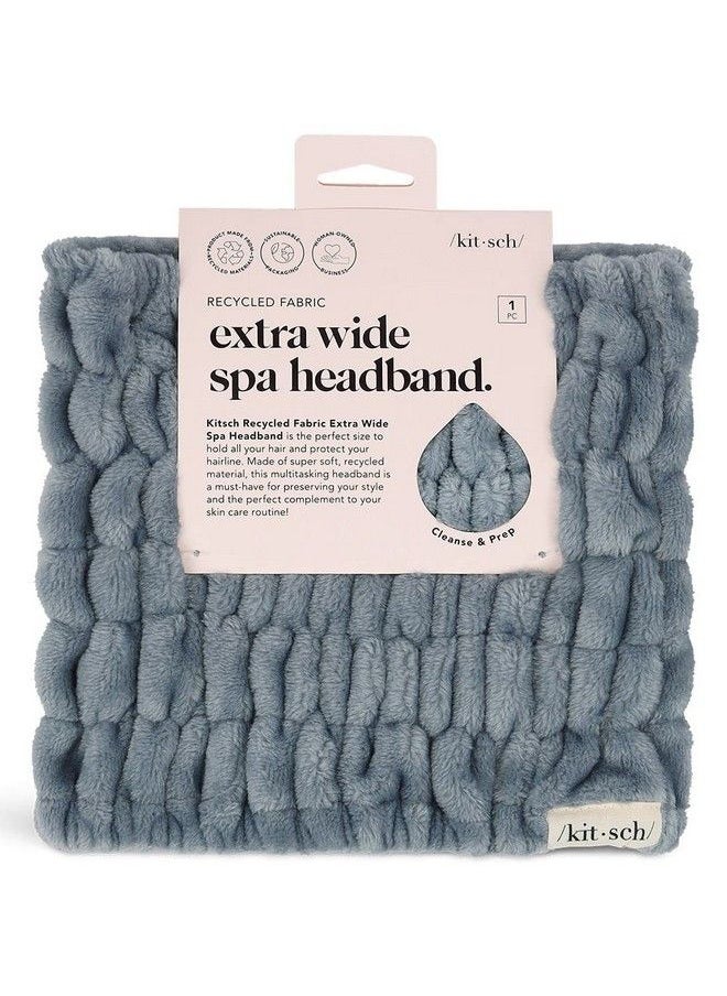 Kitsch Spa Headband Extra Wide Makeup Headband For Washing Face ; Multi Purpose Skincare Headbands ; Facial Headband & Hair Band For Washing Face ; Face Wash Headbands For Women Makeup (Mistyblue)  - Image 1