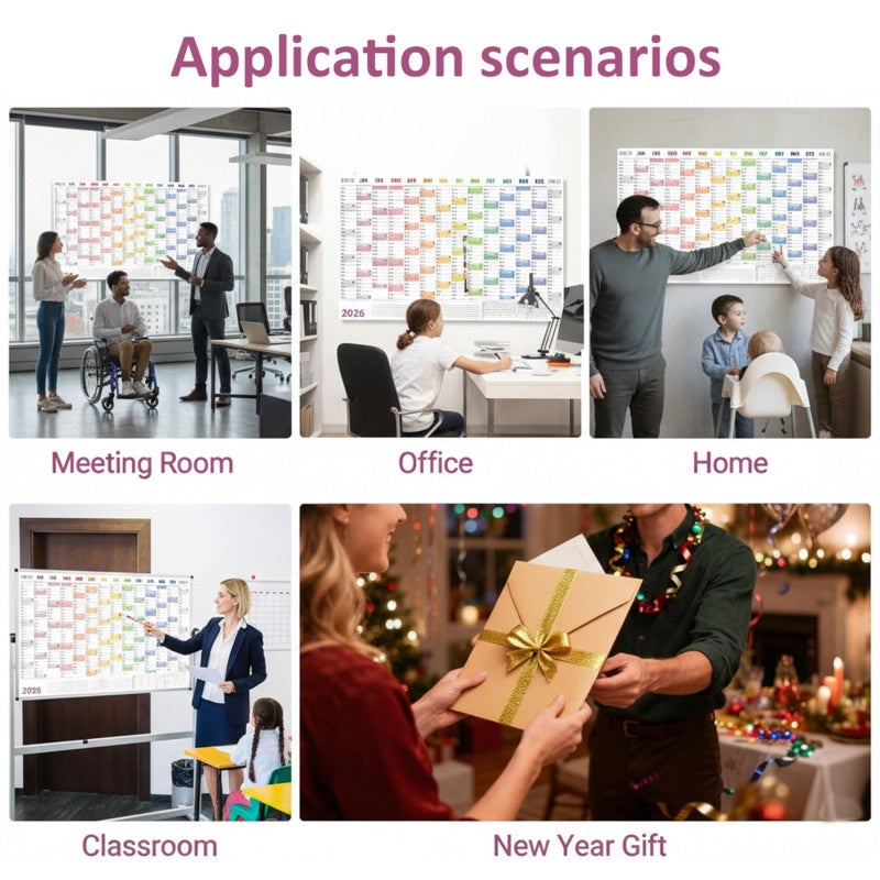 Large Wall Calendar 29x21 Inch Foldable Crystal-Clear Print - Yearly Planner With Color-Coded Stickers 2026 Calendar For Home Office Dorm Students - Image 2