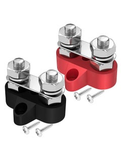 KASTWAVE Power Distribution Terminal Block Connect Bus Bar with 4 Mount Screw 5/16inch M8 Dual Terminal Studs 48V Positive and Negative Ground Insulated Terminal Post for Truck Car RV Boat  - Image 1