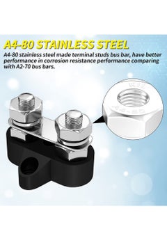 KASTWAVE Power Distribution Terminal Block Connect Bus Bar with 4 Mount Screw 5/16inch M8 Dual Terminal Studs 48V Positive and Negative Ground Insulated Terminal Post for Truck Car RV Boat  - Image 4