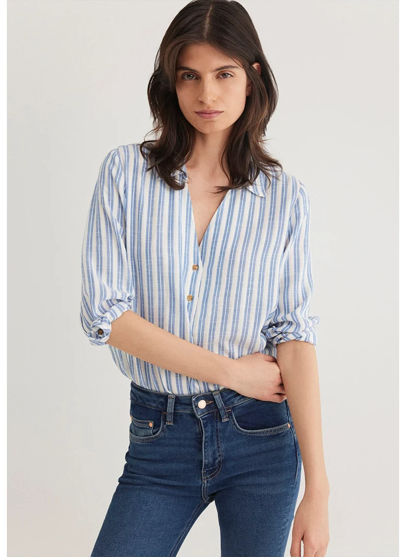 مافي Blue Striped Blouse 122400-83979