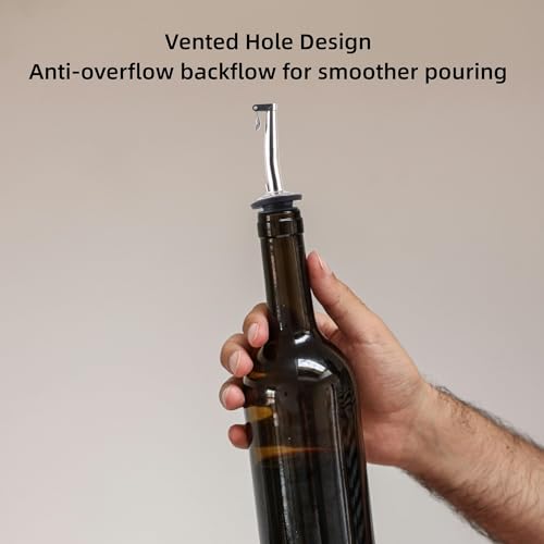 LEGERM 7-Piece Stainless Steel Flip Top Oil Pour Spouts with Funnel - Leakproof Speed Pourer Nozzles for 3/4" Bottles | Universal for Olive Oil, Vinegar & Liquor - Image 4