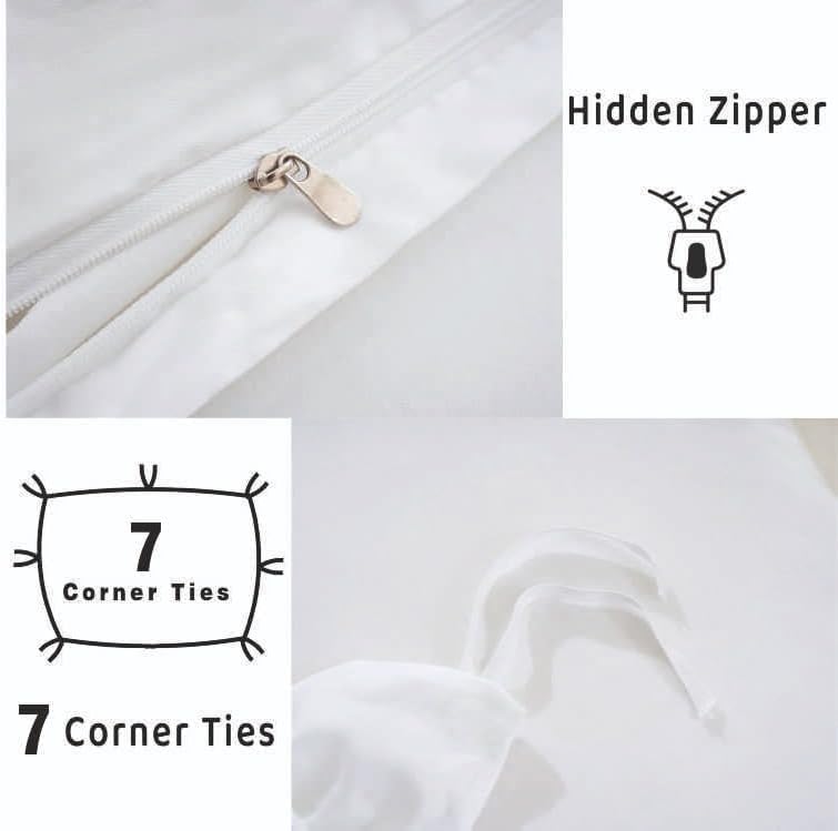 Big Baboon King Size Duvet Cover Only 100% Egyptian Cotton Sateen 600 Thread Count Ultra Soft Premium Durable Comforter Cover Zipper Closure & Corner Ties (White King/Cal King/Full 94" X 104") - Image 2