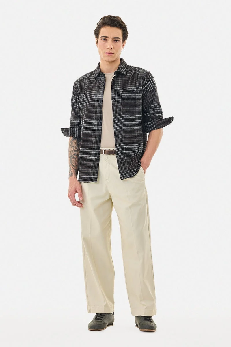 SNITCH Black Striped Long Sleeve Regular Fit Shirt