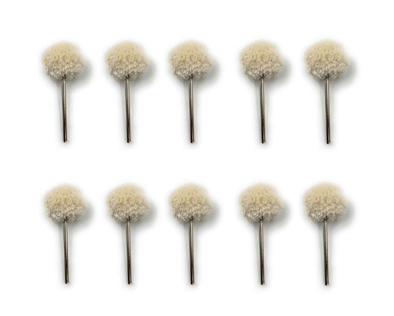 Aone Mounted Cotton String Buff 10pcs for Polishing/Buffing/Cleaning for Dremel Rotary Tool, Micro Hand Motor, Polishing Motor for Jewellery Making, Watchmaking, Model Making & Hobby Craft DIY - Image 1