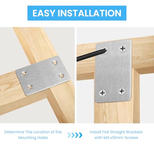 Serplex® 20Pcs Stainless Steel Metal Straight Brace Mending Plates 2.4x1.5 inch, 1.3mm Thick, Pre-Punched Flat Brackets with Screws for Cabinet, Shelf, Wooden Crafts, Repairs & DIY Projects, 2.4"x1.5" - Image 4