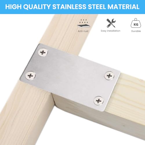 Serplex® 20Pcs Stainless Steel Metal Straight Brace Mending Plates 2.4x1.5 inch, 1.3mm Thick, Pre-Punched Flat Brackets with Screws for Cabinet, Shelf, Wooden Crafts, Repairs & DIY Projects, 2.4"x1.5" - Image 3