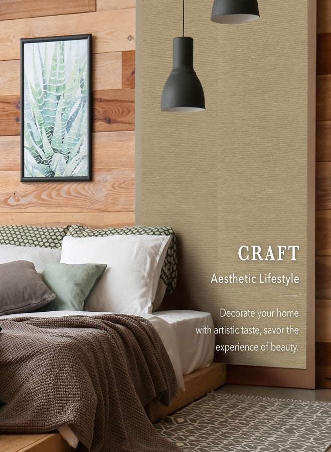 GoDear Design ورق جدران GoDear Design بنقشة عشبية طبيعية منسوجة، مناسب لغرف النوم وغرف المعيشة، مصنوع من ورق منسوج بنقشة ورقية واحدة، مقاس 23 بوصة عرضًا × 96 بوصة طولًا، لون كريمي عتيق. - Image 2