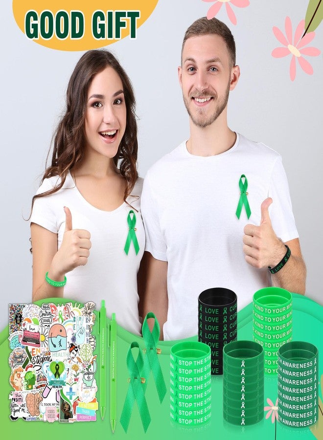 MotiMind 170 Pcs Mental Health Awareness Set Include Ink Pens Ribbon Silicone Bracelets Mental Health Stickers Mental Health Awareness Items Mental Health Pens Mental Health Gifts for Men Women Teens - Image 4
