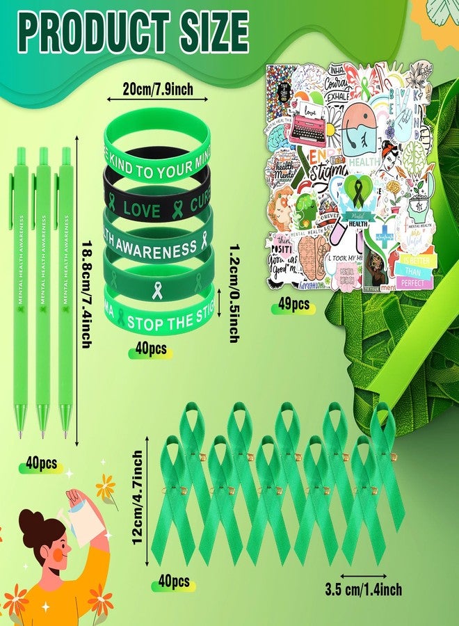 MotiMind 170 Pcs Mental Health Awareness Set Include Ink Pens Ribbon Silicone Bracelets Mental Health Stickers Mental Health Awareness Items Mental Health Pens Mental Health Gifts for Men Women Teens - Image 2