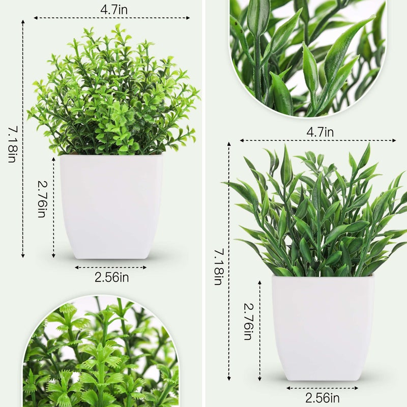 Der Rose 2 Pack Fake Plants Mini Artificial Greenery Potted Plants for Home Decor Indoor Office Table Room Farmhouse - Image 2