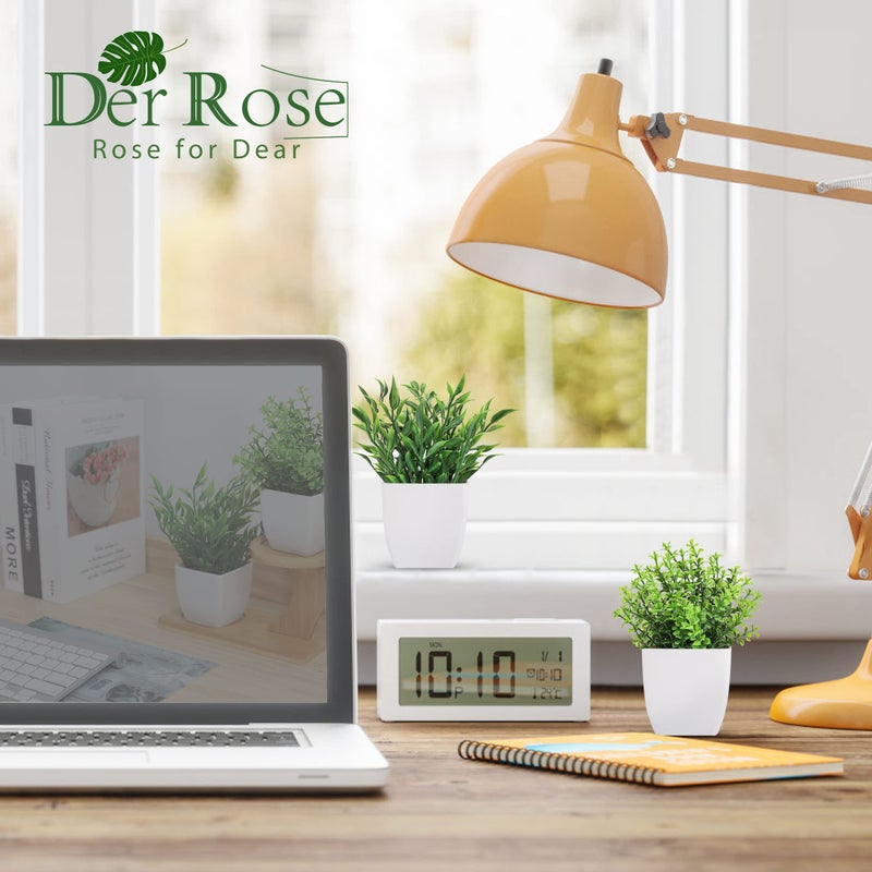 Der Rose 2 Pack Fake Plants Mini Artificial Greenery Potted Plants for Home Decor Indoor Office Table Room Farmhouse - Image 5