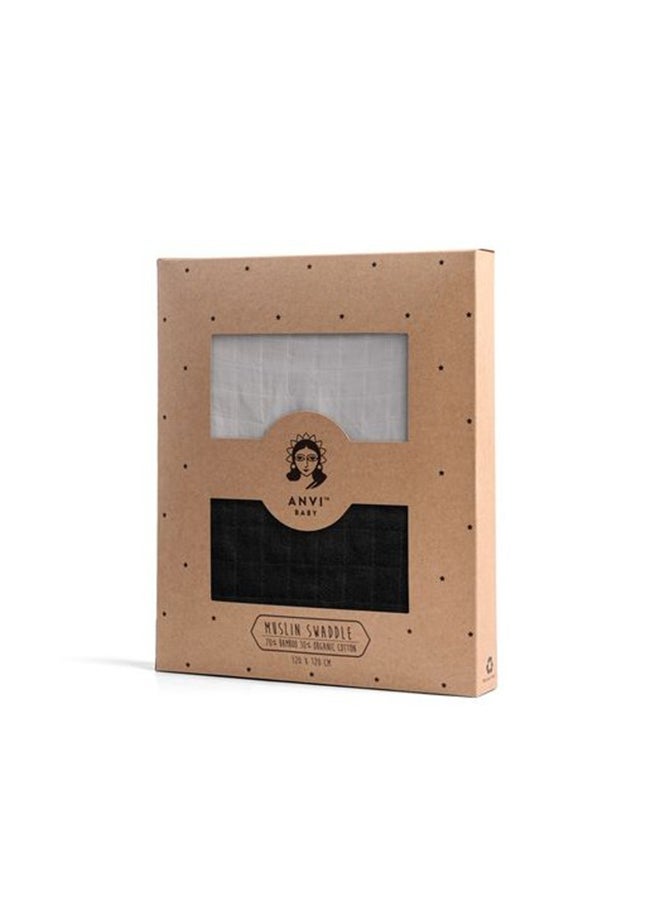 Anvi Baby Set of 2 Organic Bamboo Swaddle Smoky Night - Image 2