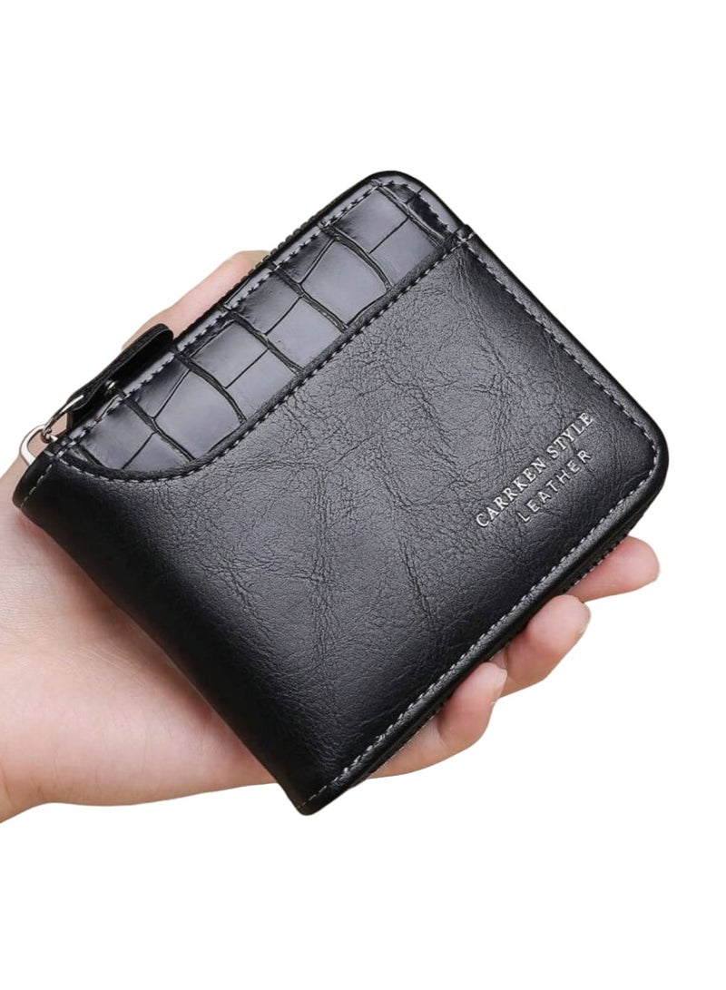 New Men's Wallet Imitation Leather Crocodile Pattern Multifunction Zipper Wallet Fashion Casual Youth Student Multi-function Card Holder 1pc - Image 1
