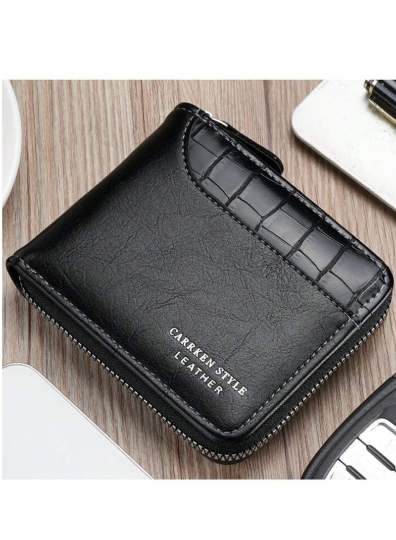 New Men's Wallet Imitation Leather Crocodile Pattern Multifunction Zipper Wallet Fashion Casual Youth Student Multi-function Card Holder 1pc - Image 4