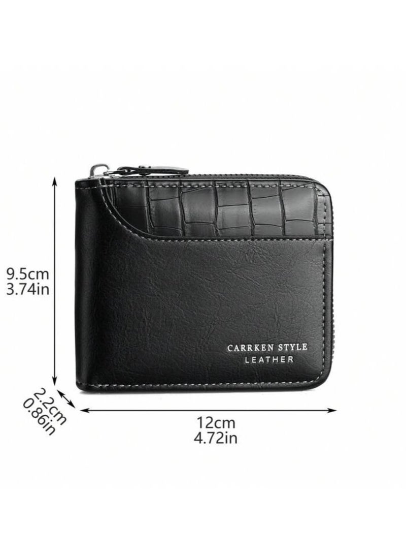 New Men's Wallet Imitation Leather Crocodile Pattern Multifunction Zipper Wallet Fashion Casual Youth Student Multi-function Card Holder 1pc - Image 5