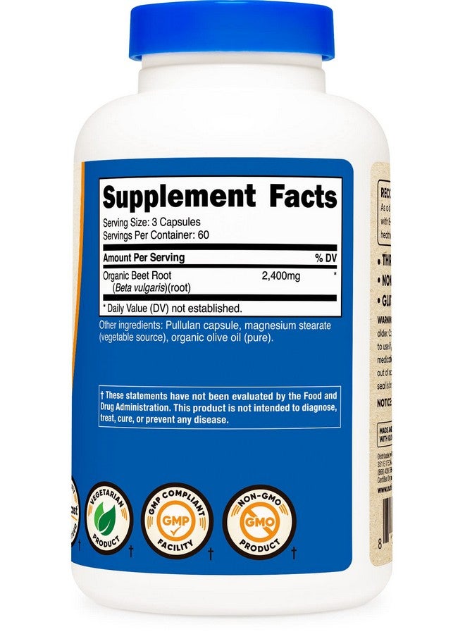 Nutricost Beet Root 2400Mg 180 Capsules Ccof Certified Made With Organic Beet Root Superfood 60 Servings - Image 5