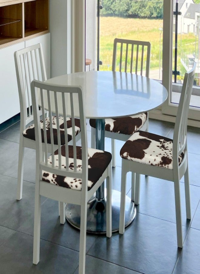 Granbey Cowhide Print Seat Covers for Dining Room Chairs Set of 2 Cow Skin Print Chair Covers Washable Stretch Chair Seat Covers Cushion Slipcovers for Kitchen Office - Image 5