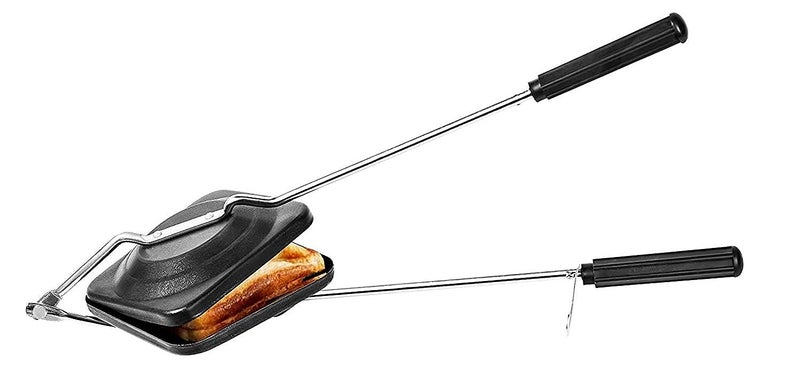 RJ kitchenware Store RJ متجر أدوات المطبخ نيدي صانعة السندويشات الغازية العادية باللون الأسود صانعة السندويشات غير اللاصقة وشواية الخبز مع أدوات الطهي غير اللاصقة قطعة واحدة باللون الأسود - Image 1