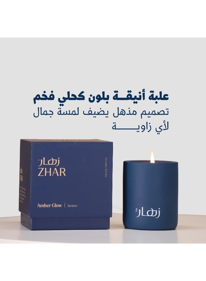زهار شمعة معطرة تدوم طويلاً - مزيج دافئ من العنبر والباتشولي والعود - شموع عطرية هدية للنساء - شمعة من شمع الصويا الطبيعي للاسترخاء والعلاج بالروائح وديكور المنزل (توهج العنبر) - Image 1