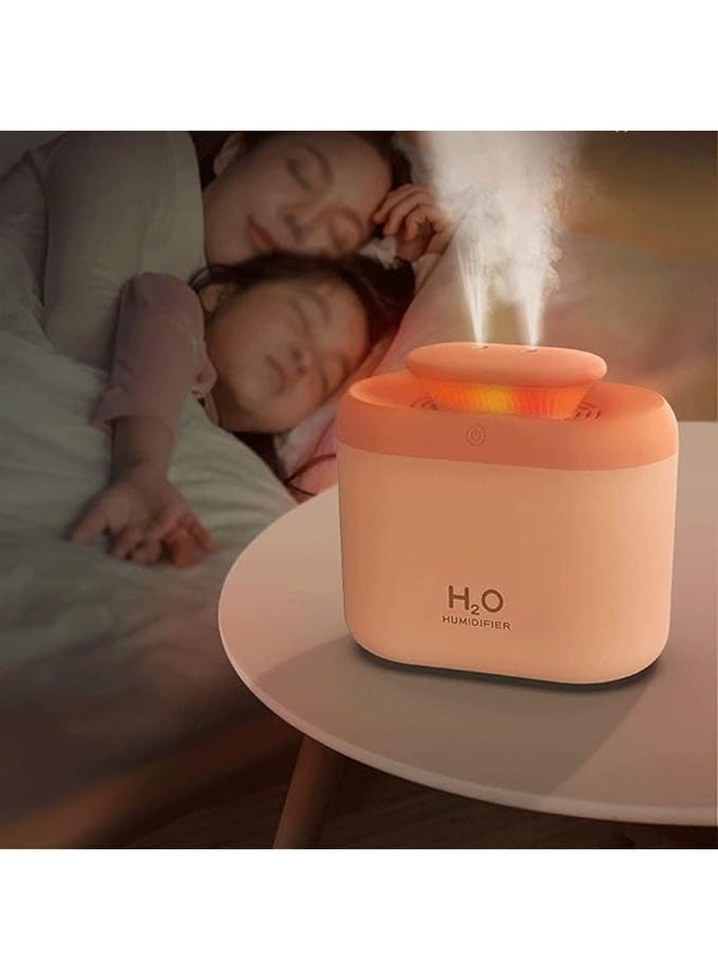 اتش 2 او مرطب هواء بسعة كبيرة مزدوج الفوهات وضوء متعدد الألوان يصلح لرأس السرير - Image 3