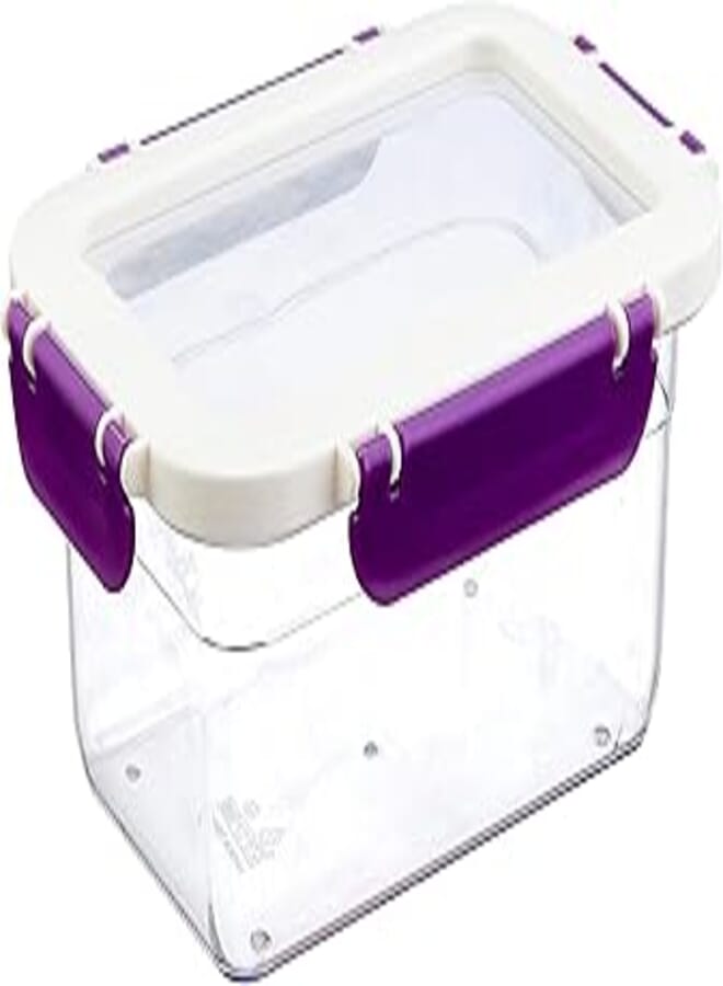 BB Rectangle acrylic food container with clear glass lid (liter) - mauve * white