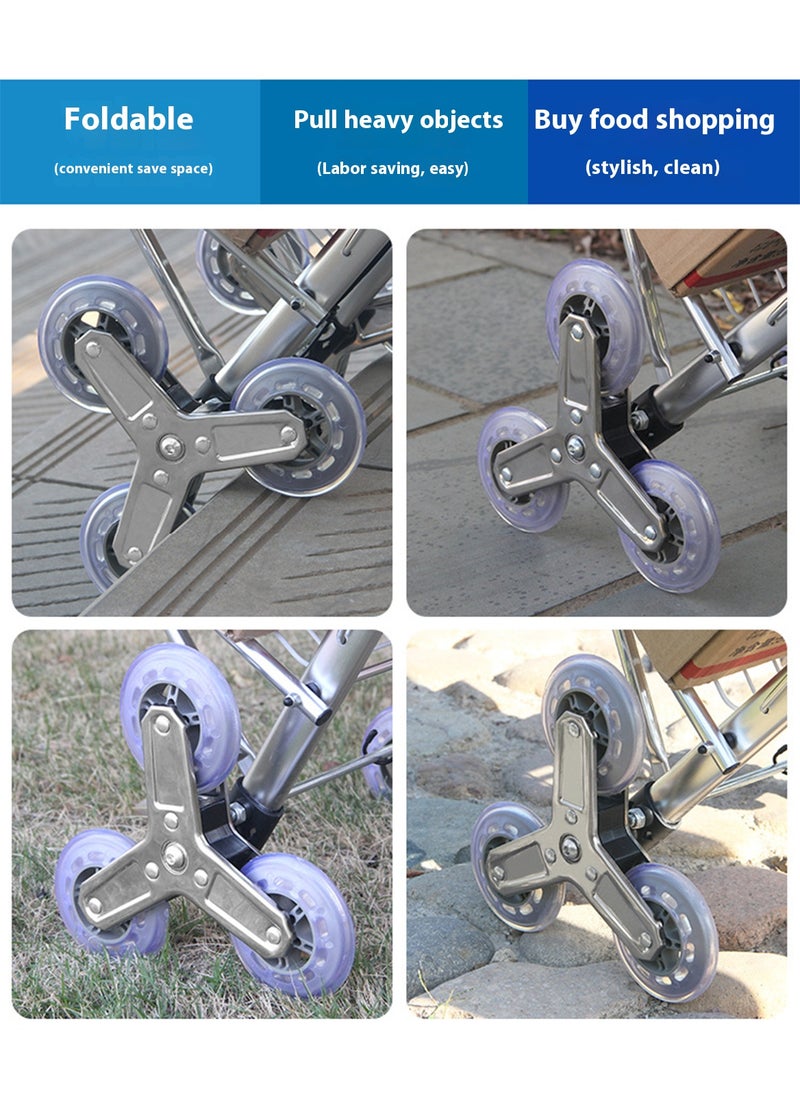 Foldable Shopping Cart Trolley with Lid, Stainless Steel Shopping Cart Storage 55*38*104CM