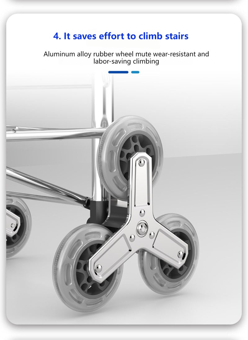 Sharpdo - Foldable Shopping Cart Trolley with Lid, Stainless Steel Shopping Cart Storage 55*38*104CM - Image 1