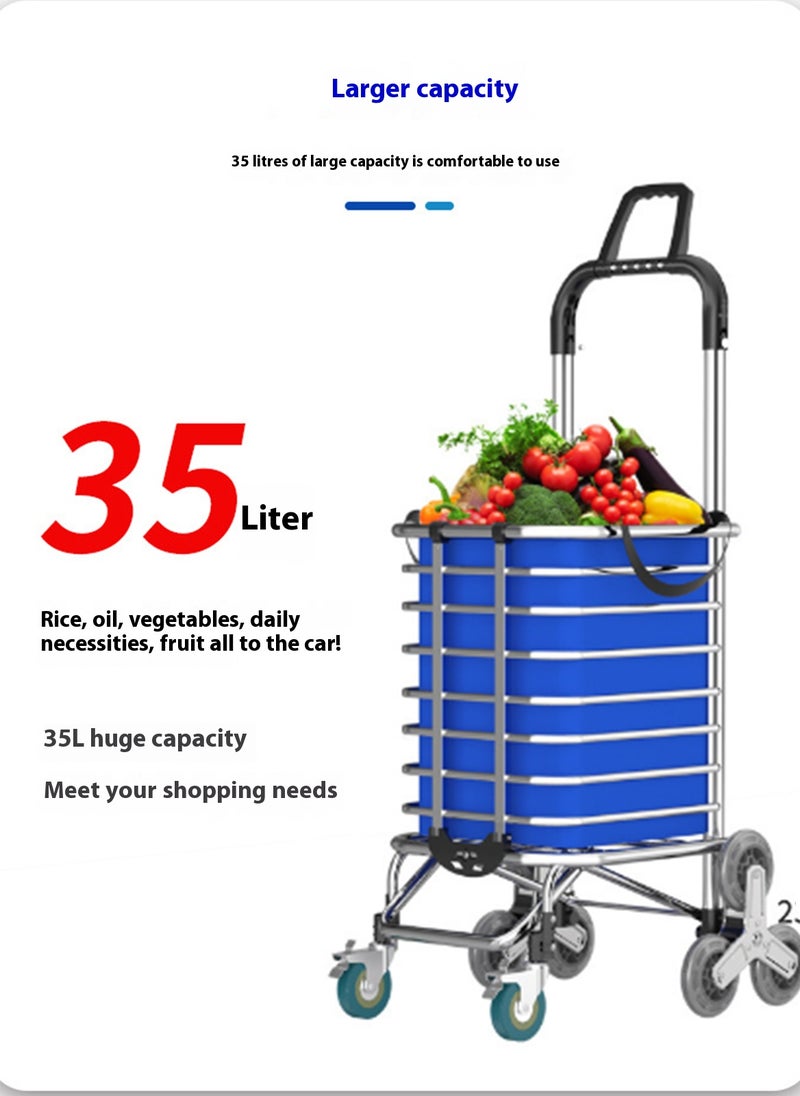 Sharpdo - Foldable Shopping Cart Trolley with Lid, Stainless Steel Shopping Cart Storage 55*38*104CM - Image 1