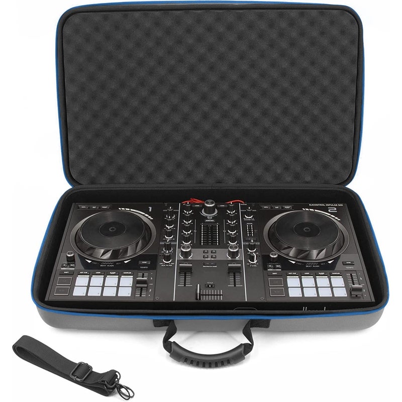 CASEMATIX Travel Case Compatible with Hercules DJ Controller DJControl Inpulse 500 MK2 or Hercules DJControl 300 MK2 - DJ Mixer Case with Padded Foam For Audio Equipment - Carry Case Only, Grey - Image 1