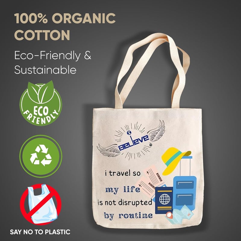STRUTT Foldable Shopping Bag for Grocery, 100% Organic Cotton Reusable Canvas Tote Bag for Women, eco-Friendly Cloth Bag Multi-Purpose Bag for Travel & Daily use - in Travel - Image 4