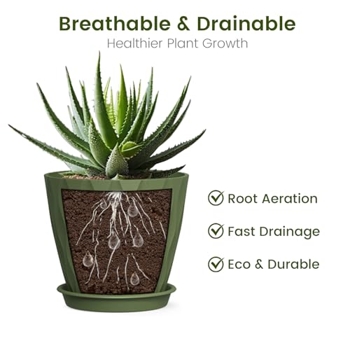 UOUZ 4 Inch Small Pots for Plants 12 Pack Waffle Texture Small Plant Pots for Succulents Plastic Planter with Drainage Holes and Saucers for Indoor Outdoor Plants Flowers Herbs Seedlings Colorful - Image 3