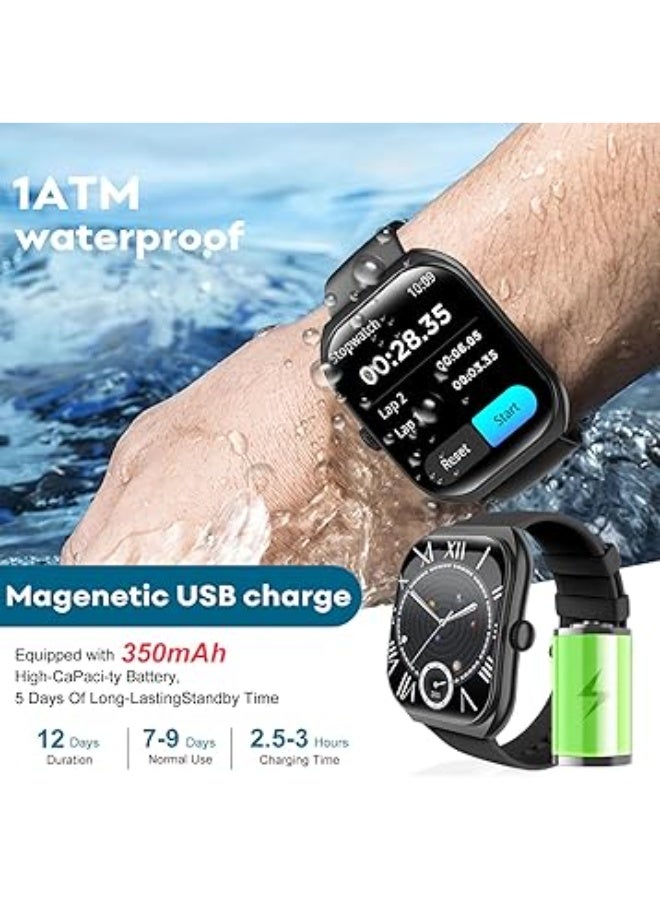 PEJE Smart Watches For Men,2.01" Curved Display,Bluetooth Calls,1ATM Waterproof,Monitors Spo2/Heart Rate/Sleep,123+ Sports Modes,Prayer Alerts & Arabic Support,350mah Battery,Ios/Android.(Black) - Image 2