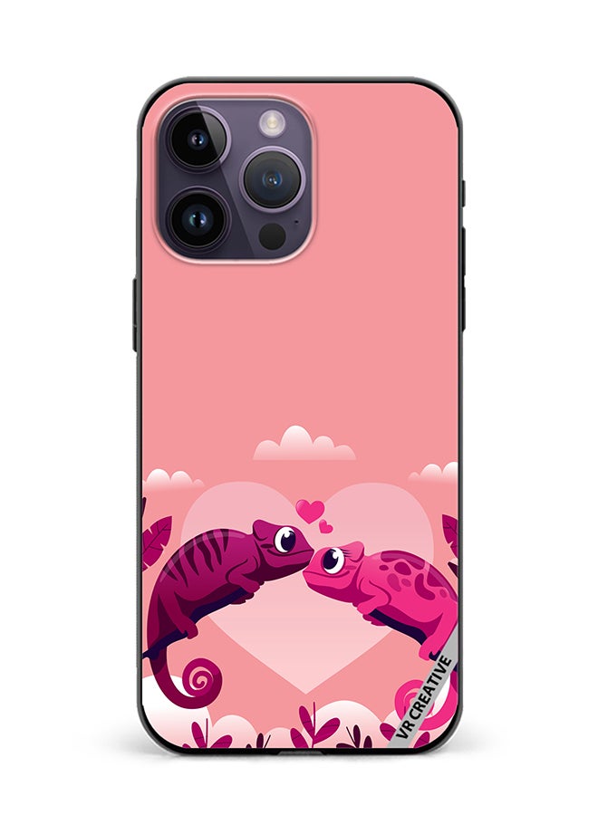 VR CREATIVE Protective Case Cover For Apple iPhone 16 Pro Max Love Chameleons Design Multicolour