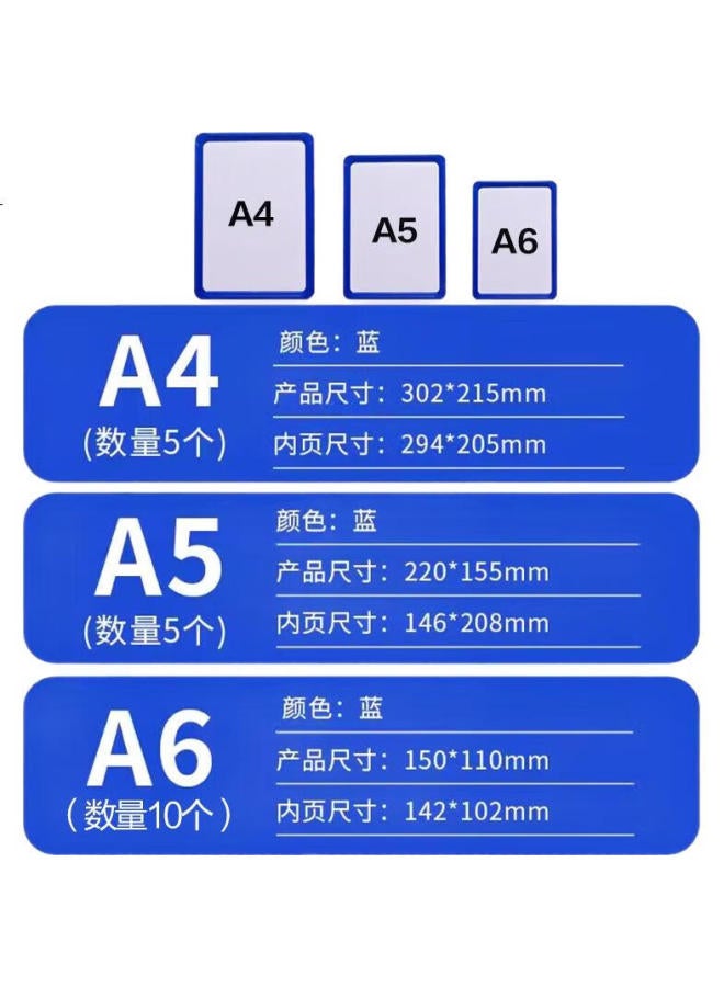 Oumai Magnetic Shelf Sign, Warehouse Material Classification Label, Storage Area Partition Location Card Indicator, Blue A5 + 2 Magnets, 5 Pieces Set - Image 1