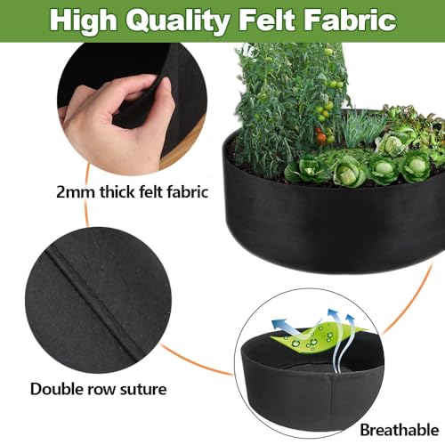 IWNTWY 2-Pack 100 Gallon Grow Bag, Heavy Duty Thickened Fabric Pots Round Raised Garden Bed Planter for Planting Herb Flower Vegetable Potato Plants (50" D x 12" H) - Image 4