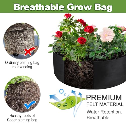 IWNTWY 2-Pack 100 Gallon Grow Bag, Heavy Duty Thickened Fabric Pots Round Raised Garden Bed Planter for Planting Herb Flower Vegetable Potato Plants (50" D x 12" H) - Image 3