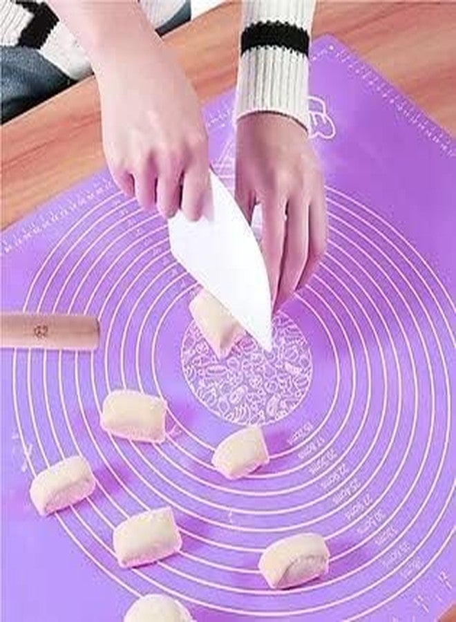 KESRINPLUS Silicone Baking Mat Chapati Atta Kneading Mat Non-Stick Fondant Rolling Mat for Kitchen Roti Chapati Making 50 * 40cm (Purple) - Image 1