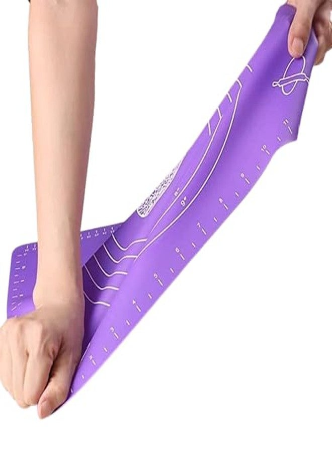 KESRINPLUS Silicone Baking Mat Chapati Atta Kneading Mat Non-Stick Fondant Rolling Mat for Kitchen Roti Chapati Making 50 * 40cm (Purple) - Image 2